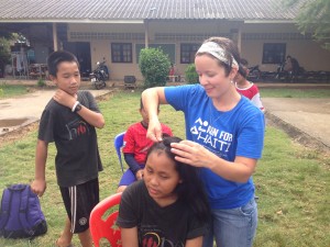 Andy braiding hair